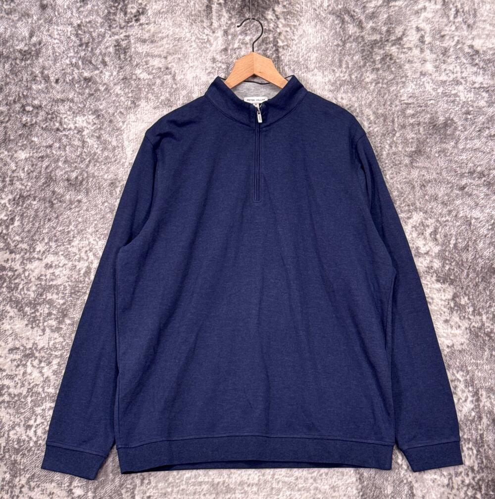 New Peter Millar Crown Comfort Quarter 1/4 Zip Pullover XL Men Blue Cotton Modal